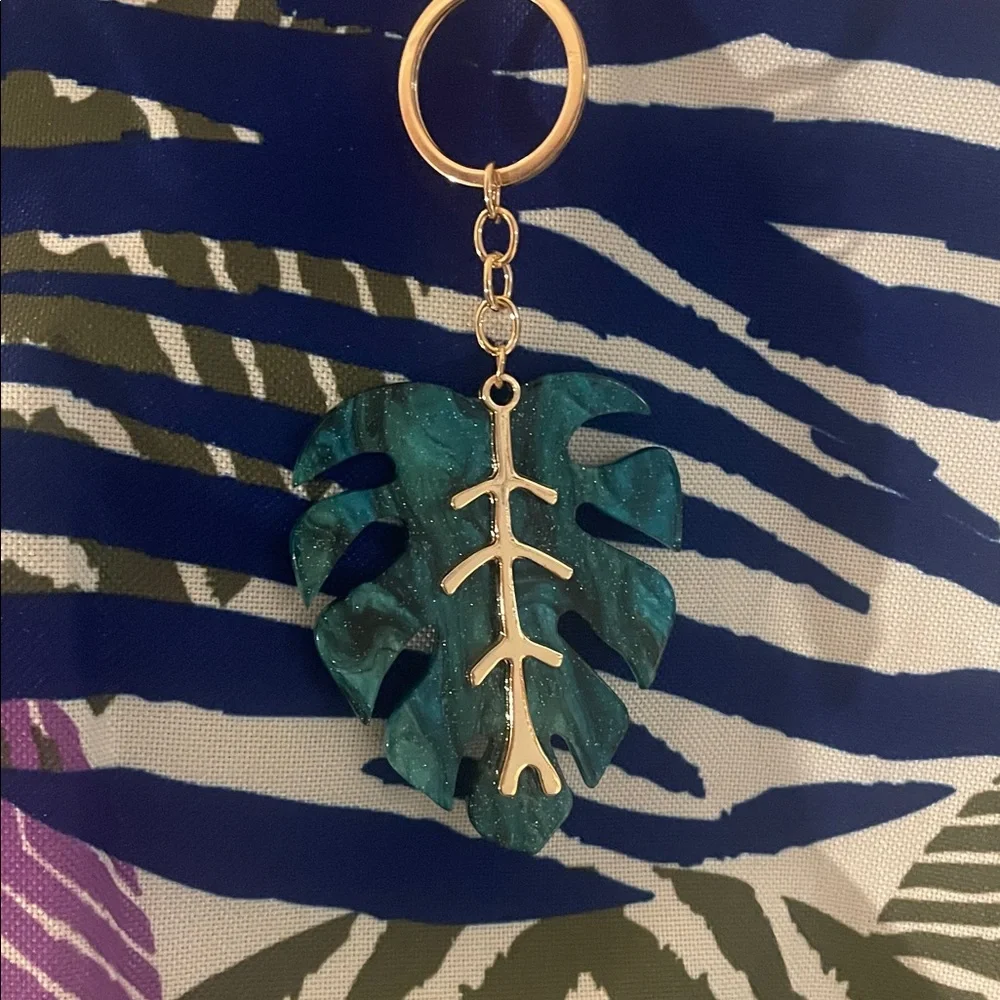 Estee Lauder Large Tropical Print Tote Bag with Leaf Bag Charm